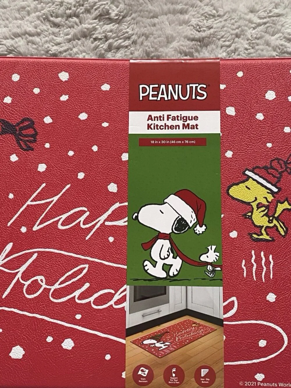 Peanuts Snoopy Woodstock Anti Fatigue Mat 18X30” Christmas Happy Holidays NEW